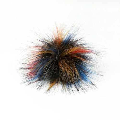 ROCILA 1 Stück 15 cm Kunstfuchspelz, Flauschiger Pompom-Ball, Farbenmix für Hüte, Charms, Accessoires, Knopf, Kindermützen, abnehmbare Strickmütze für Frauen