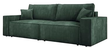 DomiMeble DomoHome Universelles Ecksofa Kasjo Mit Schlaffunktion Und Bettkasten Weicher Cordstoff Flexibel Stellbar Rechts-Layout Schlaffläche: 205x135cm Größe: 245x90x83 cm Farbe: Seegrün