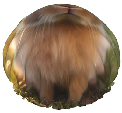 Cuffia da doccia da donna con coniglio dalle orecchie bianche, impermeabile, riutilizzabile, con cordino elastico lavabile, adatta per capelli lunghi e trecce, ideale per la doccia.