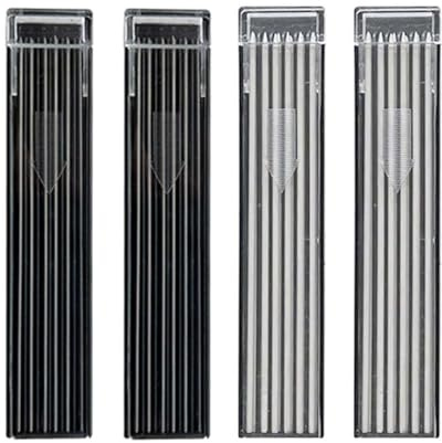 MROOFUL 12 pz/scatola 2,0 mm colore matita meccanica ricarica piombo arte schizzo disegno colorato piombo cancellabile scuola matita colore cancelleria (2 nero + 2 bianco)