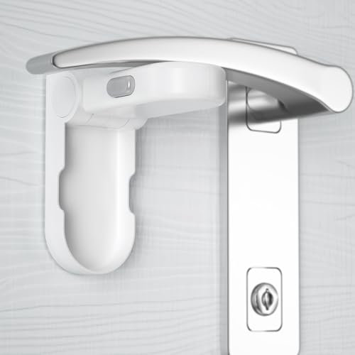 REDTRON Bloqueo de Seguridad para Bebés, Pieza 4 Bloqueo de la Palanca de la Puerta para Niños con 3M Adhesivo, Bloqueo de Seguridad para Puertas, No se necesitan herramientas