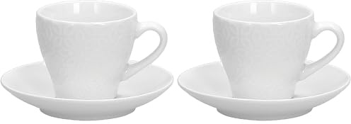 Tognana Margaret, Set 6 Tazzine Caffè con piatto cc 100, Porcellana, Bianco (Confezione da 2)