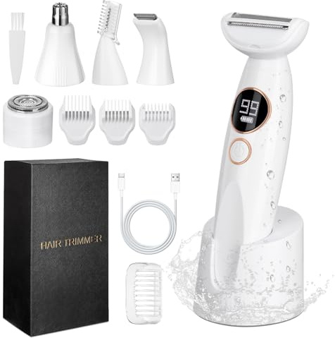Deciniee Lady Shavers for Women: Bikini Trimmer - 5 in 1 Electric Razors - Bikini Shaver - Epilator for Female for Face, Nose, Eyebrows, Arms, Legs - Facial Hair Remover for Girls for Wet and Dry use
