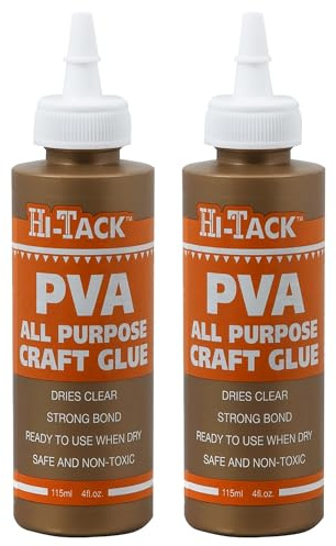 Hi-Tack PVA Craft Glue 115ml – 2 pack Strong Adhesive for Fabric, Paper, Wood, Polystyrene, Foam & More Ideal for Crafting, DIY, and Repairs Fast-Drying, Versatile Bonding Solution
