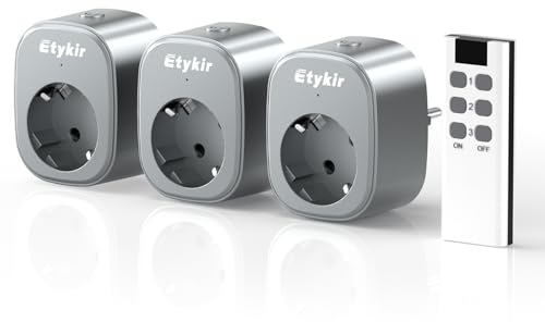 Funksteckdosen Set (3 Stecker) mit Fernbedienung, Reichweite 50 m | Programmierbar für Innenbereich, 16A – Einfache Fernsteuerung