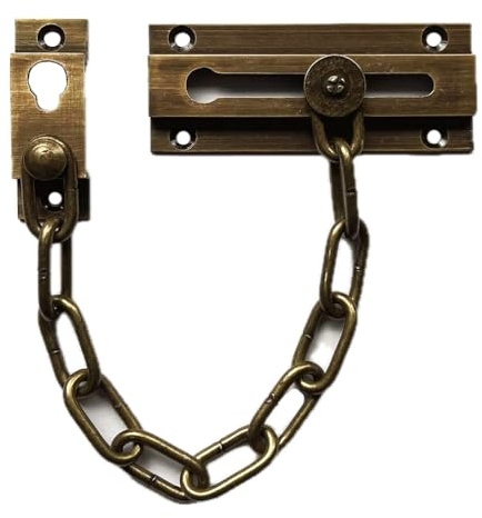 Tiazza Türkette aus reinem Messing, mit Diebstahlschutz, Sicherheitskette, geeignet für jeden Türtyp oder jede Größe aufgrund des einzigartigen schmalen Designs (Antik-Bronze)