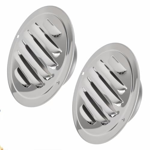 JYYWTSI 2 Piezas Rejilla de Ventilacion Redonda 70mm Acero Inoxidable con Malla Mosquitera, Rejilla de Aire de Escape para Cocina Baño Garaje Jardin Exterior