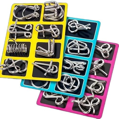 24 Pezzi Puzzle da Anelli In Metallo, Rompicapo Adulti Bambini丨IQ Puzzle, Giochi di Abilità per Adulti, Pensiero Rapido Giochi per Tutte le Età, Rompicapo per Bambini,per Adulti Bambini Adolescenti
