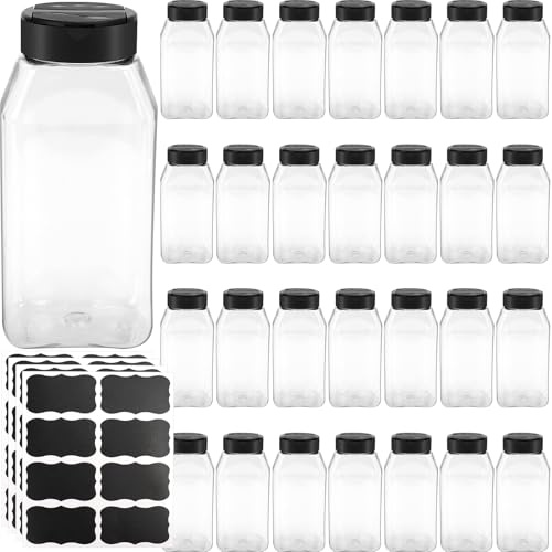 YFNVH 28 Stück Gewürzgläser Eckig Set mit Deckel Plastik Gewürzdosen 475ml