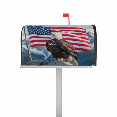 Hsqirky Eagle Independence Day Mailbox Covers Magnetic Standard Size, 4th of July American Flag Magnetic Mailbox Covers for Garden Outdoor Decorations, Wraps Post Letter Box Cover, 18.5 x 21.7