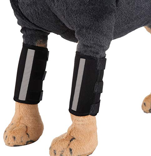 EMUKOEP 1 par de Protectores de Rodilla para Perros, Envolturas Elásticas para las Piernas Delanteras para Recuperación de Lesiones, Adecuadas para Perros Después de la Cirugía, Material Suave y a (L)