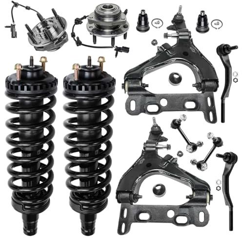 Detroit Axle - Front End Kit for Chevy Trailblazer EXT GMC Envoy Buick Rainier, Lower Control Arms w/Ball Joint Struts Wheel Bearing Hubs Upper Ball Joints Sway Bars Tie Rods Replacement
