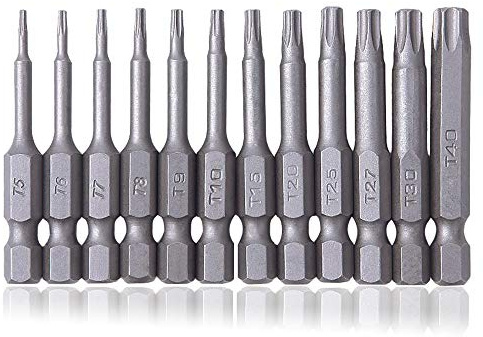 Saipor 12 Stück Torx Bits Schraubendreher Set T5-T40 Magnetisch (50mm Lang) | Stern-Schraubendreher-Bit-Satz S2 Stahl 1/4 Zoll Sechskant Schaft