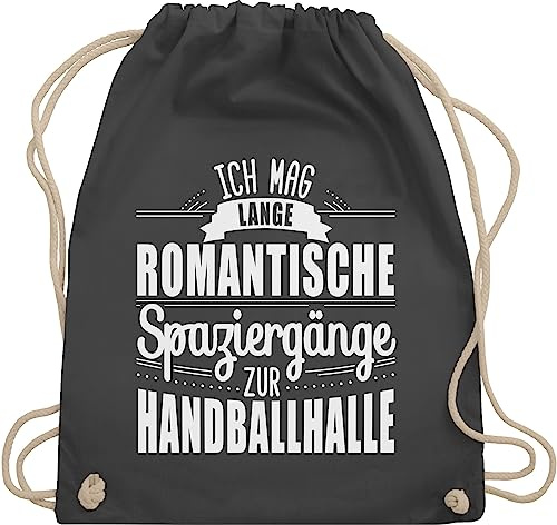 Turnbeutel Rucksack - Handball EM 2026 Trikot Ersatz - Ich mag lange romantische Spaziergänge zur Handballhalle - Unisize - Dunkelgrau - handballbeutel handballer zum stoffrucksack beutel hanball