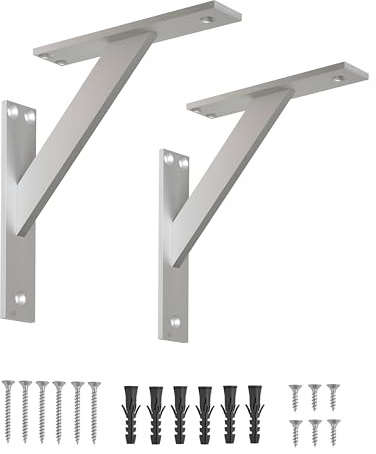 ALUSFERA Equerre Etagere Murale - Lot de 2 Support Etagere Murale 180 mm - Robust Équerre Étagère en Aluminium - Equerre Etagere Murale pour Charges Lourdes - Equerres pour Etagères Murales - Alu