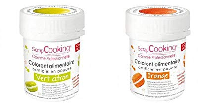 2 coloranti alimentari in polvere - arancione-verde lime