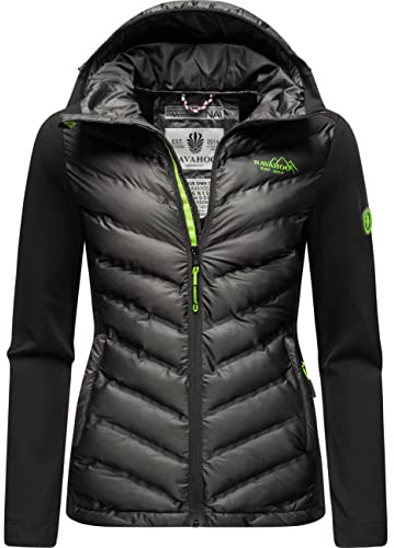 Navahoo Damen leichte Übergangsjacke Steppjacke mit Kapuze Nimm Mich Mit Black Gr. XL