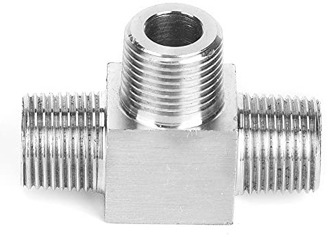 Raccord de tuyau en T en acier inoxydable 304, connecteur à 3 voies pour tubes de 0,6 cm, 0,9 cm et 1,2 cm avec filetages mâles 3/4 et 1/4.