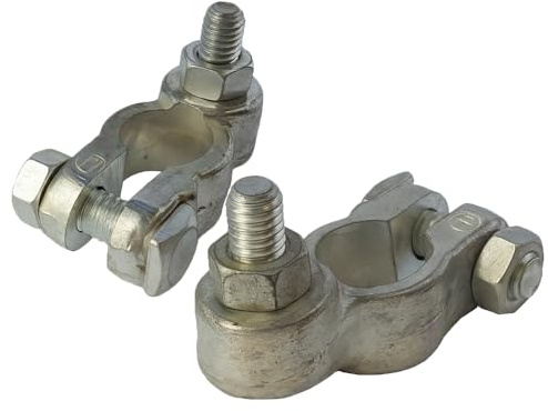 KafTon 2 Pcs Solderless Car Battery Terminal Clamp Connectors 8mm, 1 positive 1 negative