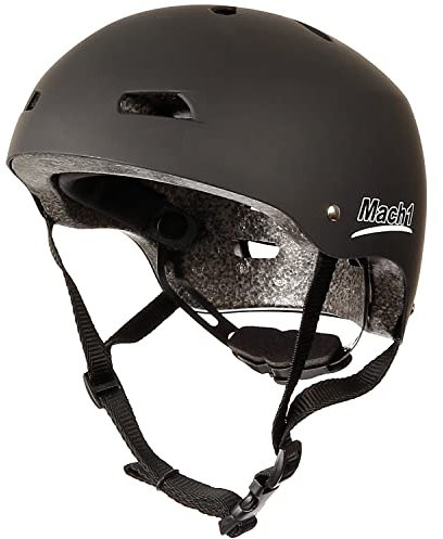 Mach1 Skaterhelm schwarz-matt - Kinder Helm für Skater BMX- Fahrrad, Skateboard, Longboard, Inliner Rollschuhe, Fahrradhelm