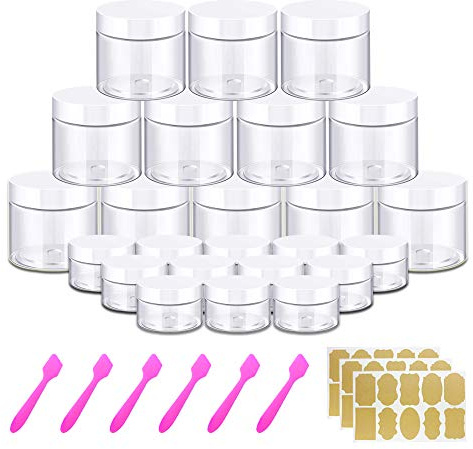 120 ml resebehållare 12 st + 12 st 20 g/20 ml provbehållare 24-pack resepannor, kosmetisk burk, små plastburkar med lock för läppskrub, kroppssmör, kräm, slime, hantverksförvaring
