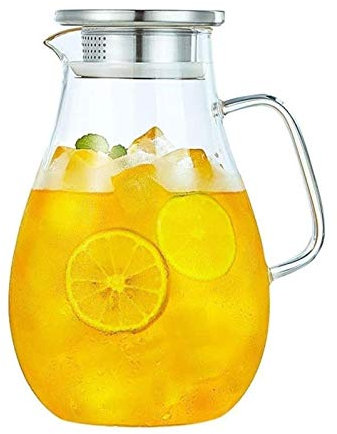 BEZAX Teekanne Teekannen Server Haushalt Kalter Wasserkocher Wassertropfen Klarglas Wasserkocher Teekanne Herdplatte Sicherer Hitzebeständiger Krug (Color : 2000ml)