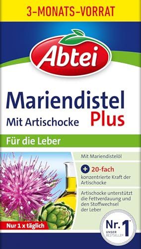 Abtei Mariendistel Plus mit Artischocke - Unterstützung der Lebergesundheit und der Fettverdauung - natürlich wirksam - 90 Kapseln