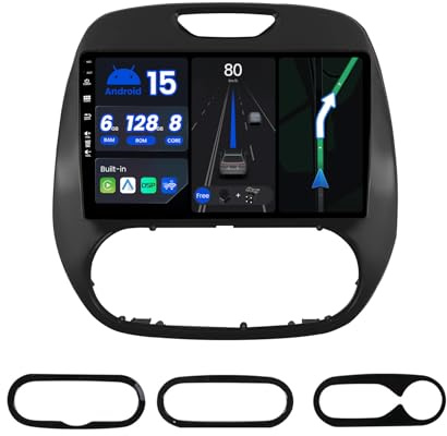 BXLIYER - 8-Core, 6G+128G - Android 15 IPS Autoradio pour Renault Kaptur Captur (2014-2019) - sans Fil Carplay + Android Auto - Caméra + MIC - 2 Din 9 Pouce - DSP Dab Volant WLAN 360-Caméra Fast-Boot