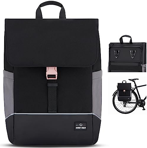 Johnny Urban Fahrradtaschen für Gepäckträger Damen & Herren Schwarz Rosa - Mika Bike - 2 in 1 Fahrrad Tasche Rucksack & Gepäckträgertasche Hinten - Wasserabweisend