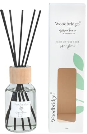 Woodbridge Reed Diffuser Set für Dein Zuhause | Spring Time - 100 ml | Aroma Diffuser inklusive 10 Rattan Reeds | Sanfter Raumlufterfrischer | Premium Diffuser