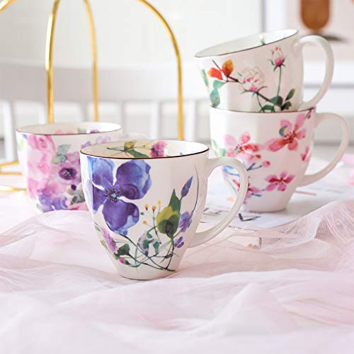 Service à Café Tasses Style campagnard Bureau Tasse à Boire Tasses Porcelaine élégante Fleur Tasse à café 330 ML Fruits thé Noir Lait Tasse Cadeau Porcelaine Anglaise (Color : Style C, Size : 330ml