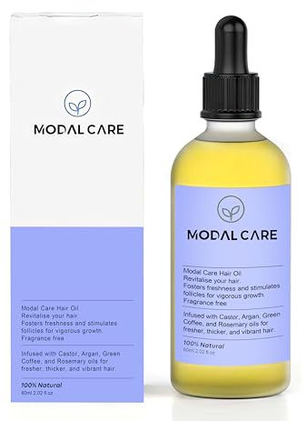 Modal Care Hair Growth Oil – Natural Hair Oil & Scalp Treatment with Castor, Argan, Rosemary & Green Coffee – Strengthens Roots, Thickens Hair – 60ml