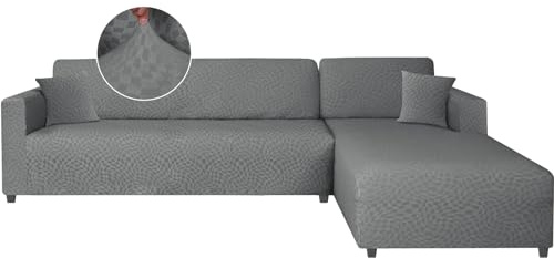 Ystyle Copridivano Con Penisola A Sinistra Destra, Elasticizzato Copridivano Angolare Universale, Fodera Divano Chaise Longue, Copri Divano A L (2 Posti+3 Posti, Grigio Chiaro)