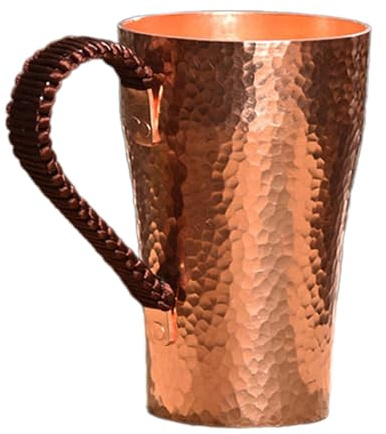 Kupferbecher, Wasserbecher für Kaffee, Tee, Bier und Cocktails, 400 ML, B | Vintage Trinkgläser für Wasser und Moscow Mule | reines Kupfe | Handgefertigt | langlebig und robust | Geburtstagsgeschenk