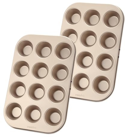 Mini Muffin Pan Set, 12-Cup Nonstick Carbon Steel Baking Pans, 2 Pack