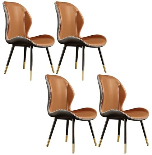 Widppsopt Moderne Esszimmerstühle, skandinavischer Esszimmerstuhl ohne Armlehnen, glamouröser Leder-Esszimmerstuhl mit Ohrensessel und Matter Oberfläche für Küche und Esszimmer, 4er-Set, Dun