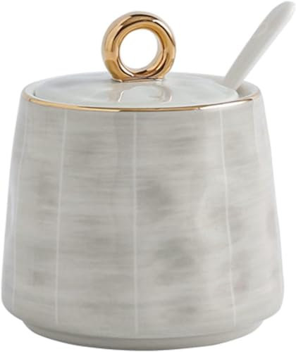 Zuccheriera in ceramica in stile nordico con coperchio, 280 ml, contenitore grigio per condimenti per caffè, bar, casa, ristorante