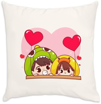 Fabulous Kissen aus Samt, weiß, für Kinder, verkleidetes Paar, japanischer Stil, niedliches Design, 40 x 40 cm, samtige Haptik, Bezug und Kissen enthalten