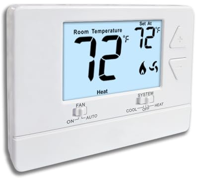 NonProgrammable Thermostat for Home,Single-Stage Systems,Digital Energy-Saving Thermostat,1 Heat/1 Cool, Easy DIY Install, White Backlight
