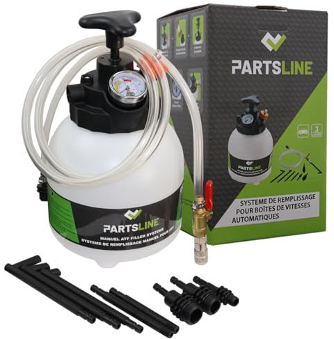 Partsline Pompe Manuelle de Remplissage d'Huile de Boîte avec Adaptateurs | Compatible avec boîtes de vitesses manuelles et automatiques. Adaptateurs multimarques.