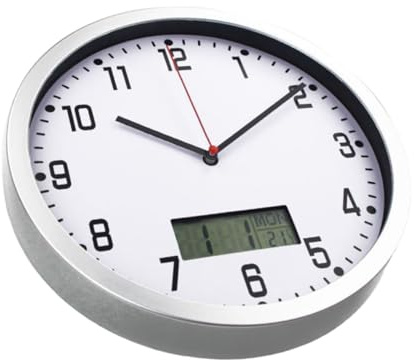 Cabilock Horloge Murale Quartz 10 Pouces Argenté avec Hygromètre Intégré