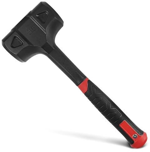 YIYITOOLS 3LB (48 OZ) Dead Blow Hammer, Solid Rubber Mallet Head with Non Slip Handle, Rebound and Spark Resistant,Unibody Molded Black