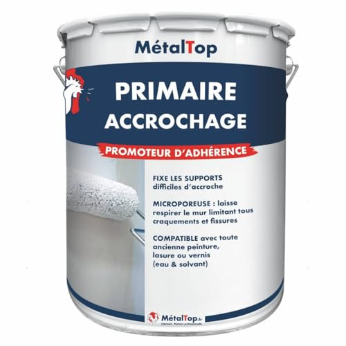 Metaltop - Primaire Accrochage - Blanc pur - RAL 9010-1 L - Sous-couche intérieur/extérieur, améliore l'accroche des peintures.