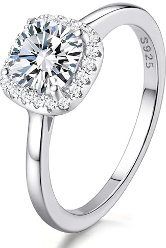 Milacolato Verlobungsring Damen Silber 925 Rings Ringe Promise Engagement Eternity Verstellbar Rund Quadratisch Mit Stein Fingerring für Damen 6S