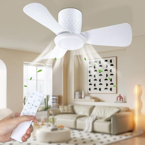 activeallbrite Ventilador de Techo, 15W LED, Motor DC 20W, 6 Velocidades, Ultra silencioso, Función Verano-Invierno, Temporizador, 3 temperaturas de luz, Ø71CM.