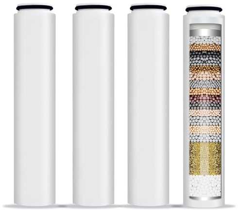 Paquete de 4 filtros de agua de repuesto compatibles con cabezal de ducha de mano Cobbe® | Filtro de agua para ablandar el agua, elimina el cloro (tamaño estándar)