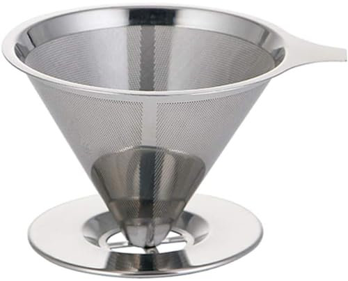 Vierta sobre el gotero de café, filtro de café sin papel de goteo lento, cafetera de acero inoxidable para una sola taza, diseño de malla doble de filtro cónico reutilizable manual.