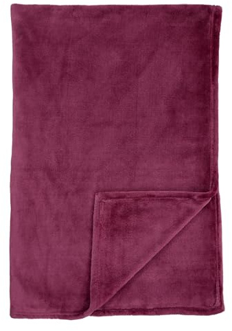 Schiesser Wohndecke Mia | Leichte Fleece-Kuscheldecke | Für Couch, Sofa & als Tagesdecke für Einzelbetten | Schadstoffgeprüft | Oeko-TEX | 150x200 cm | Beere