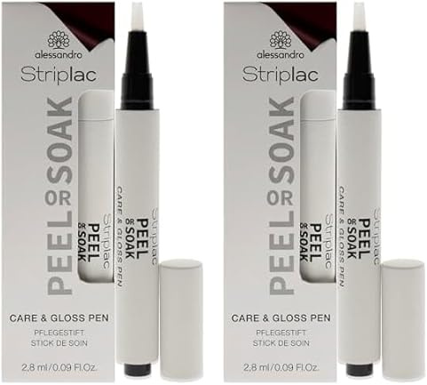alessandro Striplac Peel Or Soak Care & Gloss Finish - Pflegestift für Pflege/Glanz auf Reisen und Unterwegs, 2,8 ml (Packung mit 2)