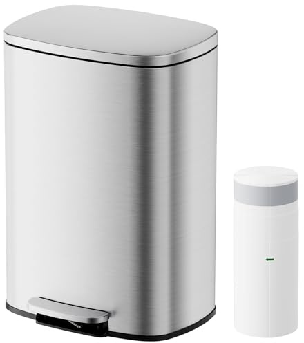 YASHE Poubelle Cuisine 50L, Grande Poubelle Rectangulaire avec 20 Sacs, Pédale, Fermeture Douce et Facile à Nettoyer